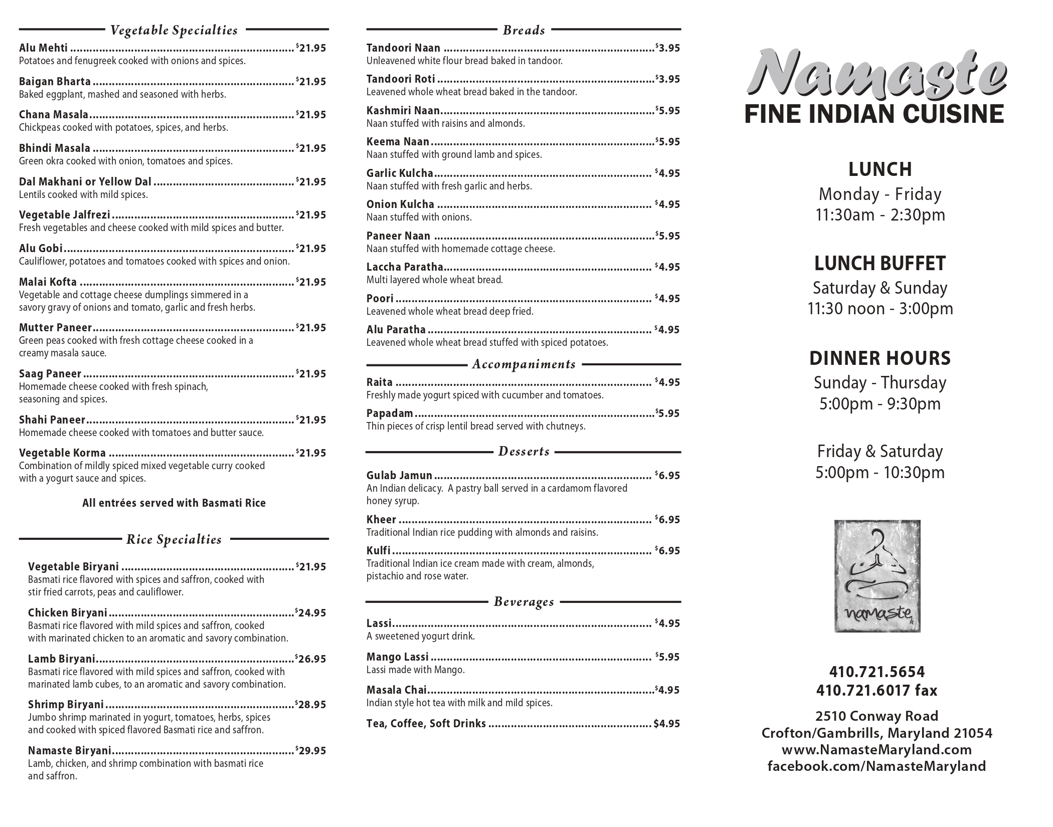 Carryout Menu